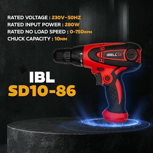 IBELL Electric Screwdriver SD10-85/86, 280W, Copper Armature, Chuck 10mm, 750RPM, Torque 19+1 Drill Moden (Red-Black) 2