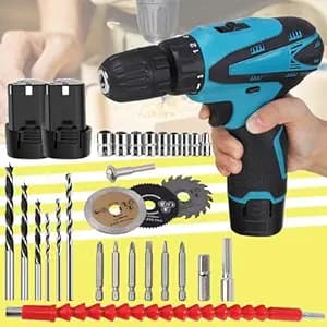 Galaxe Brushless 12V cordless professional drill & screwdriver Power Tools Combo Kit Impact Battery wireless Screw Drivers with 3pcs mini circular saw blades cutting disc (GLX12V3CD17,31pcs tool kit)