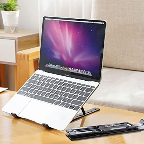 STRIFF Foldable Portable Laptop/Tablet Stand with 6 Level Height & Angle Adjustment & Air Ventilation, Anti-Slip Silicone Pads, for All Laptops, Tablets, MacBook 15.6-Inch(Black) 2
