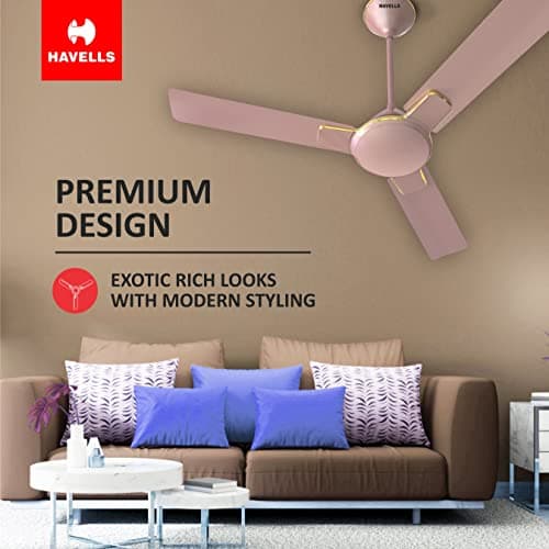 Havells Enticer Premium Design 1200 mm Ceiling Fan| High Air Delivery| Hi Speed| Wider Blades| 100% Copper Winding Motor| Metallic Finish for Living & Bedroom Interiors| Dust Resistant (Rose Gold) 4