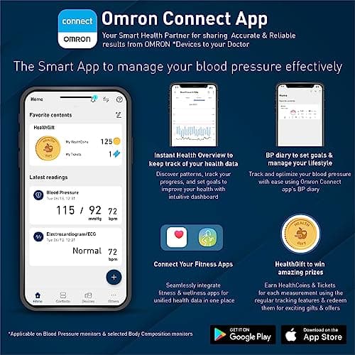 Omron HEM 7143T1 Digital Bluetooth Blood Pressure Monitor with Cuff Wrapping Guide & Intellisense Technology For Most Accurate Measurement 5