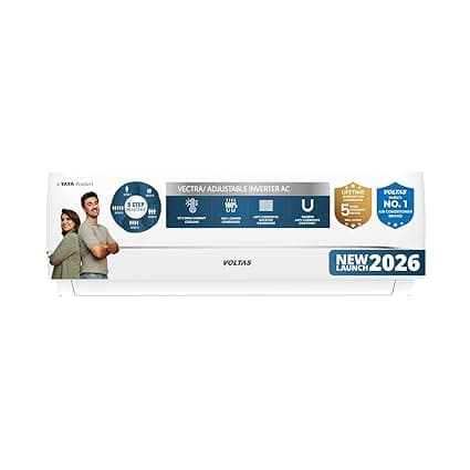 Voltas 1.5 ton 3 star,New star rated, Rating Inverter Split AC (Copper, Convertible 5-in-1 Cooling Mode, 2-Way Air Swing, Anti-dust Filter with Anti Microbial Coating, Auto Clean (183INV CAV, White)