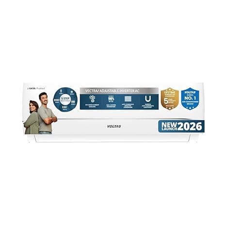 Voltas 1.5 ton 3 star,New star rated, Rating Inverter Split AC (Copper, Convertible 5-in-1 Cooling Mode, 2-Way Air Swing, Anti-dust Filter with Anti Microbial Coating, Auto Clean (183INV CAV, White)