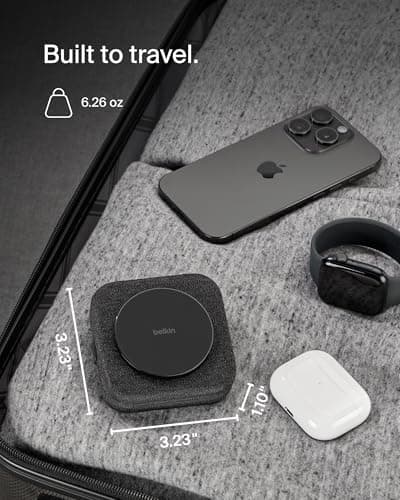 Belkin Magsafe Charger Compatible 2-in-1 Magnetic Charging Travel Pad 15W-Boostcharge Pro Foldable Qi2-Certified Wireless Charger,Magsafe-Compatible Charger for iPhone 15,Apple Watch 9,Airpods,Black 3