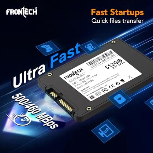 FRONTECH 512GB Internal SSD, 2.5 SATA3, Low Energy Consumption, Ultra Fast with Read/Write Speed Upto 500/460 Mbps, (SSD-0049, Black & White) 3