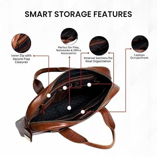 H HAANS - The Leather Store Walnut Brown Messenger Work Bag | Genuine Leather | Stylish & Durable | Everyday Use 4