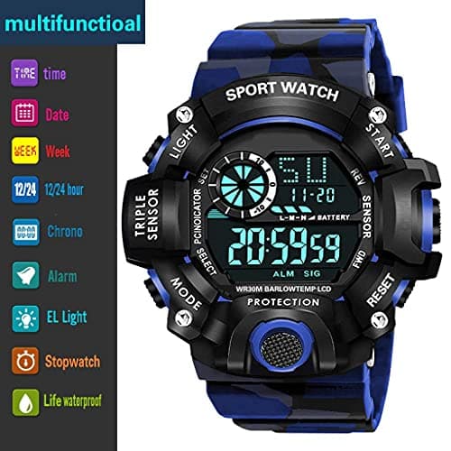 Acnos® Premium Brand - A Digital Watch Shockproof Multi-Functional Automatic Blue Color Army Strap Waterproof Digital Sports Watch for Men's Kids Watch for Boys for Men Pack of 1 3