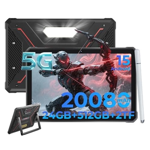 HOTWAV R9 Ultra 5G 2025 Rugged Android 15 Tablet, 11" FHD+ 120Hz 20080mAh Waterproof Tablet with Pen, Octa-Core 24GB+512GB/2TB TF, 64MP + 16MP+20MP, Gemini AI/IP68 & IP69K/5G LTE