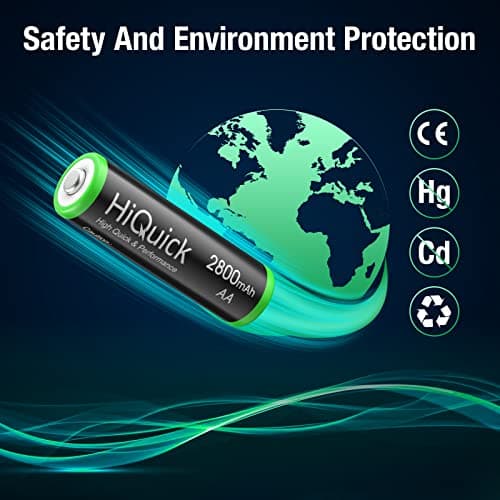 HiQuick Rechargeable Batteries, Pack of 8, AA Rechargeable NiMH Batteries, 8 Pack of 1.2V, AA Batteries, Approximately 1200 Times, Ideal for Children's Plarails, Environmental Protection 4