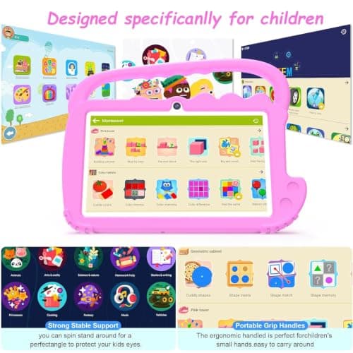 HAYUA Kids Tablet 7 inch for Girls Boy, Android 12 Tablets for Kids 4GB RAM 32GB ROM Toddler Tablet WiFi Bluetooth Safety Eye IPS Screen, Parental Control, Dual Camera Shockproof Case for Educational 5
