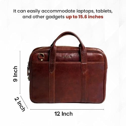 H HAANS - The Leather Store Walnut Brown Messenger Work Bag | Genuine Leather | Stylish & Durable | Everyday Use 3
