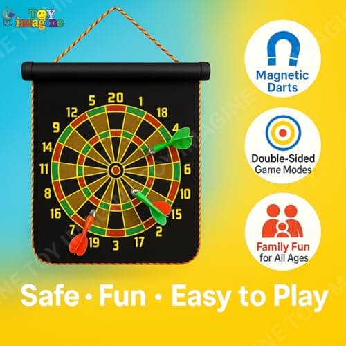 Toy Imagine 14 Inch Magnetic Dart Board Game – Double Sided Dartboard with Safe Magnetic Darts, Indoor Outdoor Family & Office Game for Boys & Girls, Fun Party Play, Diwali Gift 3