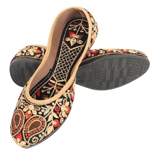 DFR Women Rajasthani Embroidery Ethnic Punjabi Mojari's Juti's Jutti’s, Color - Multicolor, UK Size - 8
