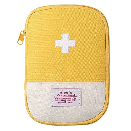 House of Quirk Nylon Oxford First Aid Bag, Empty First Aid Pouch, Mini Portable Medical Bag For Outdoor Camping Hiking Travel Emergency, Multifunction Emergency Medicine Storage (Yellow)