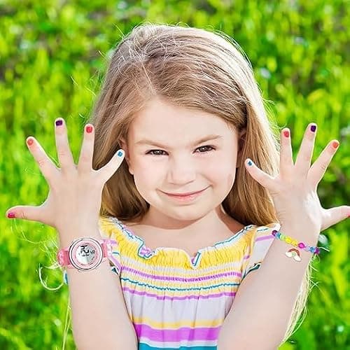 Acnos Kids Unicorn Cartoon Watches with Matching Rainbow & Unicorn Bracelets – Cute Waterproof Analog Watch Gift Set for Girls 4