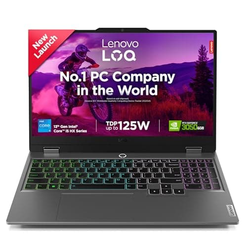 Lenovo LOQ Intel Core i5-13450HX| NVIDIA RTX 3050 6GB (16GB RAM/512GB SSD/144Hz Refresh Rate/15.6" (39.6cm)/Windows 11/Office Home 2024/3 Mon. Game Pass/Grey/2.4Kg), 83DV018MIN AI Gaming Laptop