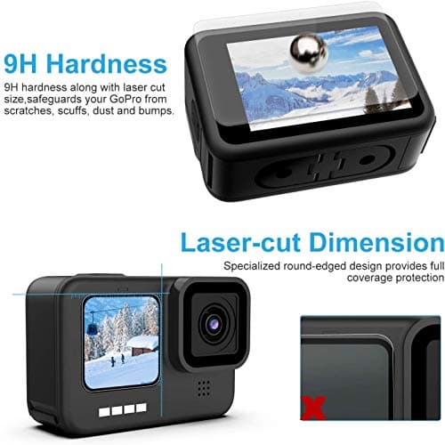 ADOFYS Accessories Kit for GoPro Hero 9/10/11/12 &13 Black with Waterproof Case + Ultra Clear Tempered Glass Screen Protector + Lens Protector + HD Front Display Lens Protector + Silicone Rubber 3