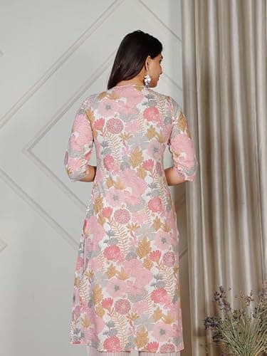 Aramya Soft Cotton Pink Straight Floral Print Kurta for Women (TP8827T-XL) 2