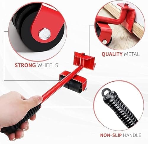 DecorTwist Furniture Mover & Lifter Set with 360° Rotating Wheel Pads – Move Sofa, Fridge, Bed & Washing Machine Without Lifting | Floor-Safe Steel Tool for Tiles, Marble & Wood 2
