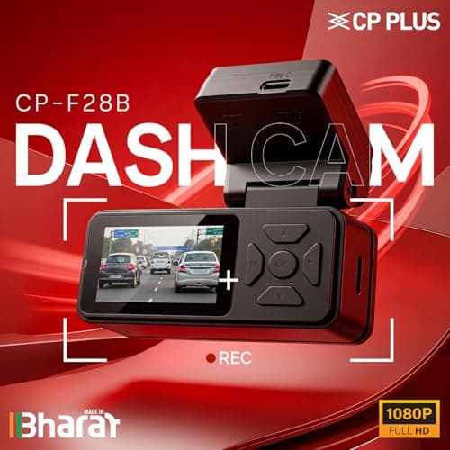 CP PLUS Dash Cam for Car CP-F28B | Dual Channel Dashcam | Full HD 2MP Front & Rear | Built-in GPS | 1.9" Display | WDR Night Vision | Wide View Angle | WiFi (AP Mode) | G-Sensor | Supports 1TB SD Card 2