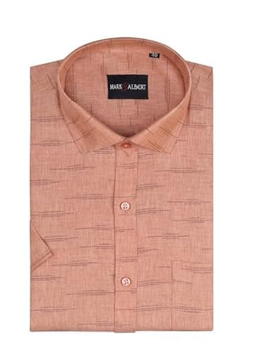 MARK & ALBERT Men's Half Sleeve Slim Fit Linen Shirt White