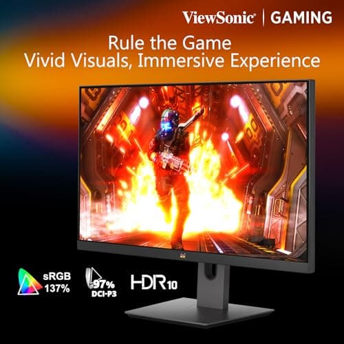 ViewSonic VX2758A-2K-PRO-4 27-inch(68.58cm)QHD 2k 2560x1440p Gaming Monitor| IPS| 180Hz| 1ms| HDR10 |AMD FreeSync & NVIDIA G-Sync| sRGB 137%| Eye-Care| Height, Swivel, Tilt & Pivot Adj. |2X HDMI|1x DP 5