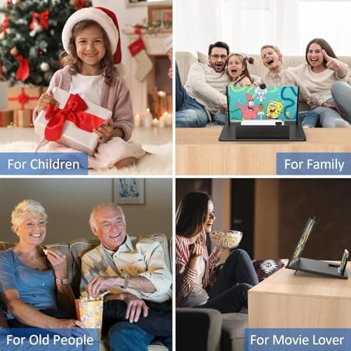 8" Screen Magnifier -3D HD Mobile Phone Magnifying Projector Screen Enlarger for Movies, Videos and Gaming – Foldable Phone Stand Holder with Screen Amplifier–Compatible with All Smartphones 5