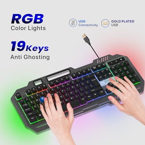 EVM EnClaw Gaming Keyboard & Optical Mouse Combo|RGB Backlit Keyboard, 19 Anti-Ghosting | 7200 DPI Mouse, 6 Buttons|Braided Cable, USB | High Performance – 1 Year Warranty (EVM-WDKM-612-B) Black 5