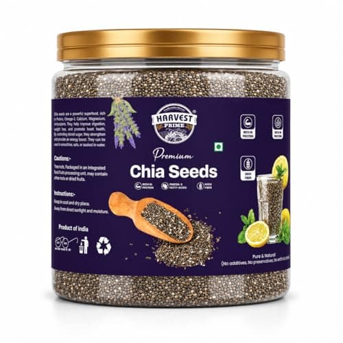 Harvest Prime Premium Chia Seeds – 200g | Rich in Omega-3, Protein & Fiber | Natural Superfood Seeds for Weight Management & Healthy Diet (200 Gram, Pack Of 1)
