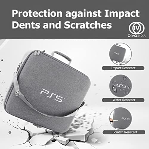 OIVO INDIA Grey Nylon Grey Hard Carrying Storage Case Compatible for PS5 (PlayStation 5 Bag) 3
