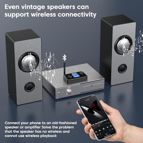 Sounce 3-in-1 Bluetooth 5.0 Audio Adapter with LCD Display – Wireless Transmitter, Receiver & Bypass Mode with AUX/Optical/RCA, Dual Link Support for TV, PC, Home Stereo, Speakers & Headphones 4