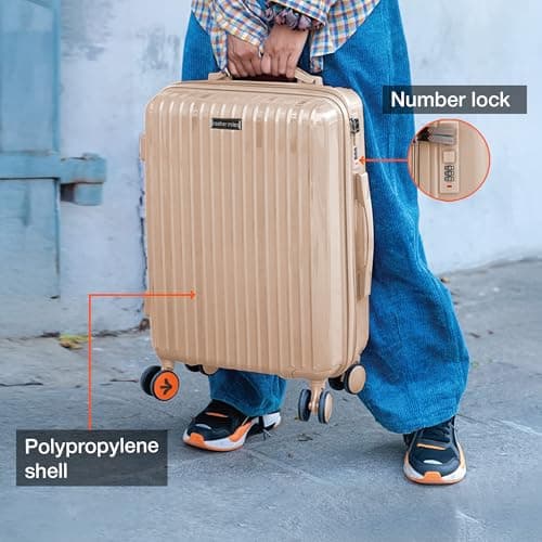 Nasher Miles Pondicherry Hard-Sided Polypropylene Check-in Luggage 28 inch | 75cm | 8 Wheels Large Trolley Bag for Travel | Suitcase (Peach) 3
