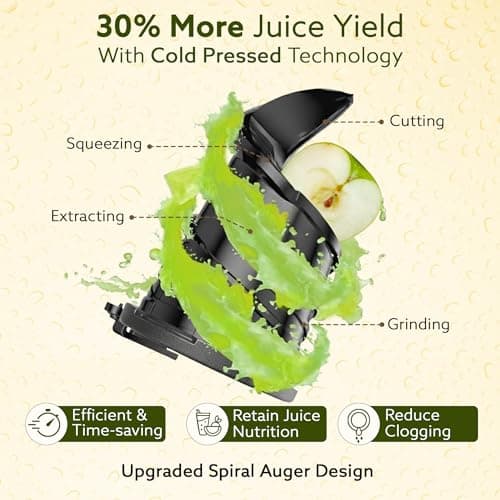 AGARO Regency Cold Press Juicer for Home, 250 Watt AC Motor Slow Juicer Machine, Fruit, Vegetable Juice & Nut Milks, Easy Assembly, Cleaning, Intelligent Safety Features & Auto Reverse, BPA-Free 3