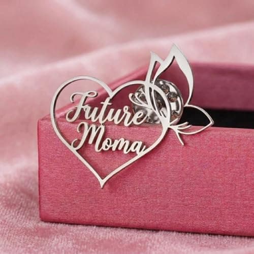 Artsycollection® Future Mom Initials Brooch for Mothers | Personalized Initial Brooch Pin | Stylish Pregnancy Announcement Brooch | Elegant Gift for Mom-to-Be & Women 4