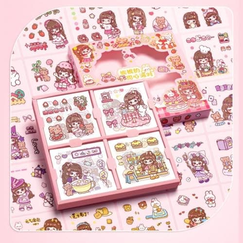 Sweet Party Theme Kawaii Self Adhesive Floor Stickers -100 Sheets Cute Washi for Project, Japanese Style Girls Sticker Set, Scrapbooking, DIY Arts Crafts 18 x 18 x 2 cms, (Style -1) 5