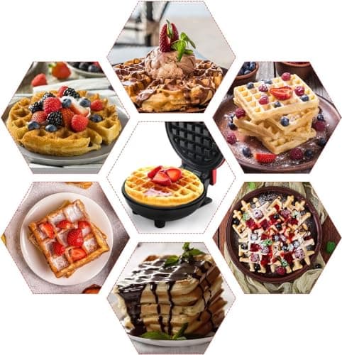 Mini Waffle Maker Machine 3 In 1 Waffle Iron Home Appliances Kitchen Easy To Clean, 4 Inch, Perfect For Breakfast,Dessert, Sandwich, Pan Cakes, Other Snacks|Assorted - 350 Watts (Mini Waffle Maker) 4