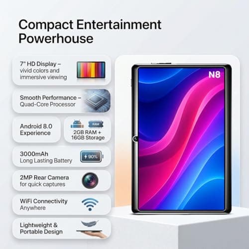 IKALL N8 Android Tablet – 7 inch Display, 2GB RAM, 16GB Storage (Expandable), WiFi Enabled, 3000mAh Battery, Dual Camera, Compact & Lightweight Tablet for Entertainment & Learning (Black) 4