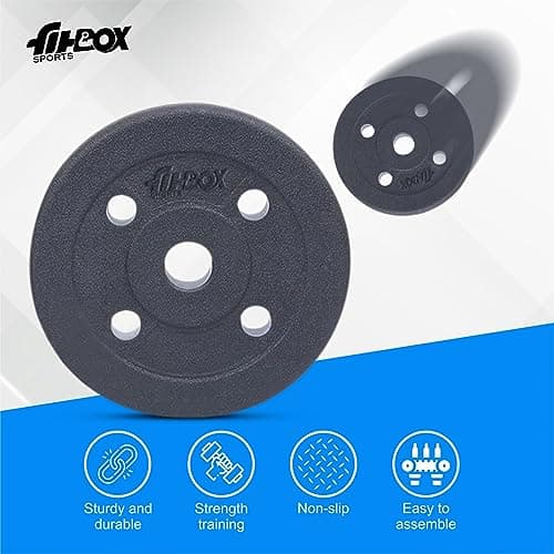 FitBox Sports Intruder 20 Kg Adjustable PVC Dumbbells Weights With Dumbbells Rods For Home Gym & Strength Training, 10 Kg X 2 (Black) 3