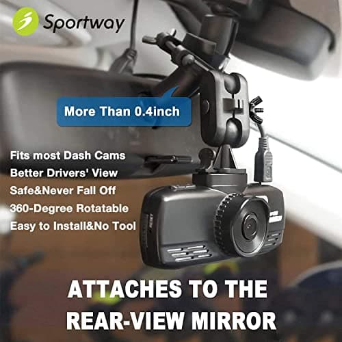 Sportway Dash Cam Mount, S70 Mirror Dash Camera Mount Holder with 6pcs Joints for Rove APEMAN CHORTAU Roav Nexar iiwey YI Z-Edge Old Shark KDLINKS Crosstour Falcon Zero... Most Car Dash Cameras 2