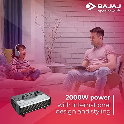Bajaj Majesty RX 7 2000 Watts Heat Convector Room Heater | Instant Warmth | Personalized Comfort | Convenient & Elegant | Cool Touch Handle | ISI Approved 【Black】 2