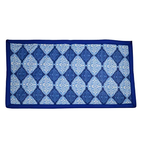 CRAFT OF INDIA Foldable korai Grass Mat 2X6ft with 15MM Soft Foam Hand Made Fabric Blue Cotton 4
