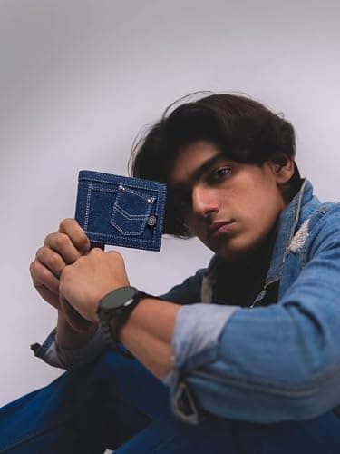 Bacca Bucci Denim Dash Bifold Wallet– Jeans Inspired Wallet for Teens & Gen Z Blue 3