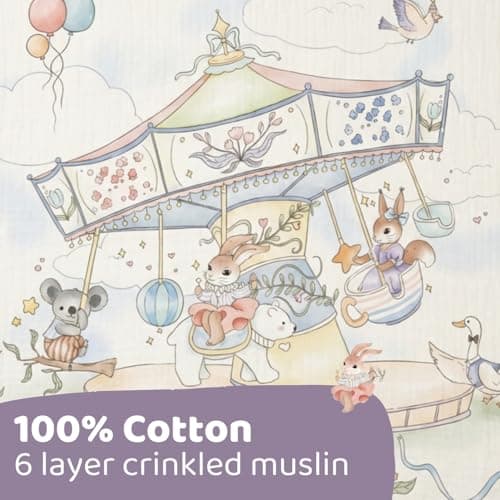 haus & kinder Muslin Blanket for New Born Baby, Soft Breathable Baby Blankets Newborn, Baby Blanket for 0-2 Years, New Born Babies Essentials | Carnival 4