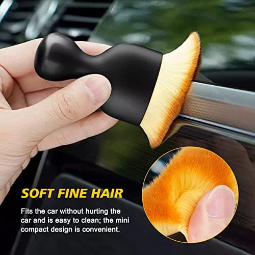 CUBIZ Polypropylene Scratch Free Car Interior Cleaning Tool Brush with Cover, Car Duster Brushes, Auto Interior Soft Bristles Cleaning Brush Dusting Tool for Car, Home, Office, Keyboard, Black 2