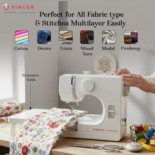 SINGER Tailor Mate Straight Stitch Sewing Machine with Free Arm | LED Light, Foot Pedal & Extension Table | 3 Stitch Length Options | 1-Year Warranty | Gifts for Woman 5