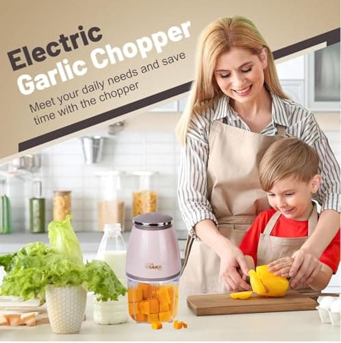 DROYALCREATIONS Nutri-chop Pearl Electric Chopper | 4 Sharp Stainless Steel Blades | 700ml | 350W | Chop and Mince Vegetables, Meat, Blends Dips | Low Noise | Light-weight Baby Food Processor 4