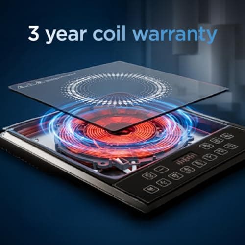 Preethi Indicook IC124 | 2100-Watt Induction Cooktop | Fast Gas-Free Cooking | No LPG Required | 3 Year Coil Warranty | Voltage surge protetion |Preset Indian Menus | Crystal Glass Plate | Black 5