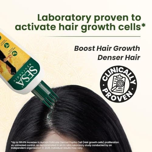 SESA Ayurvedic Hair Oil With Bhringraj & 17 Rare Herbs With Coconut Oil and 4 Nourishing For Hair Growth Help Control Hair Fall with Easy Applicator For Women and Men (200 ml) 4