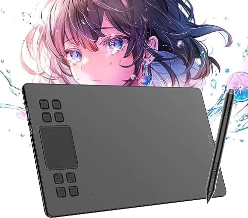 VEIKK A50 Graphic Drawing Tablet 10x6 inch Pen Tablet,Smart Gesture Touch and 8 Express Keys, 8192 Levels Battery-Free Pen Support Windows, MAC, Linux, Android Mobile,Support Tilt Pressure, Black