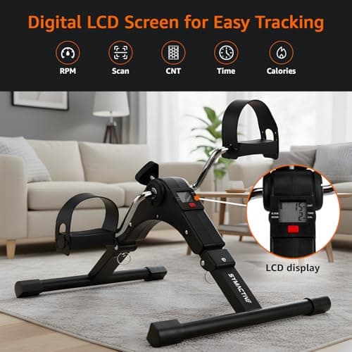 Amazon Brand - Symactive Fitness Mini Cycle Pedal Exerciser I Heavy Material with Fixing Straps| Adjustable Resistance Levels and Digital Display | Anti-Skid, Compact & Portable | Black 5